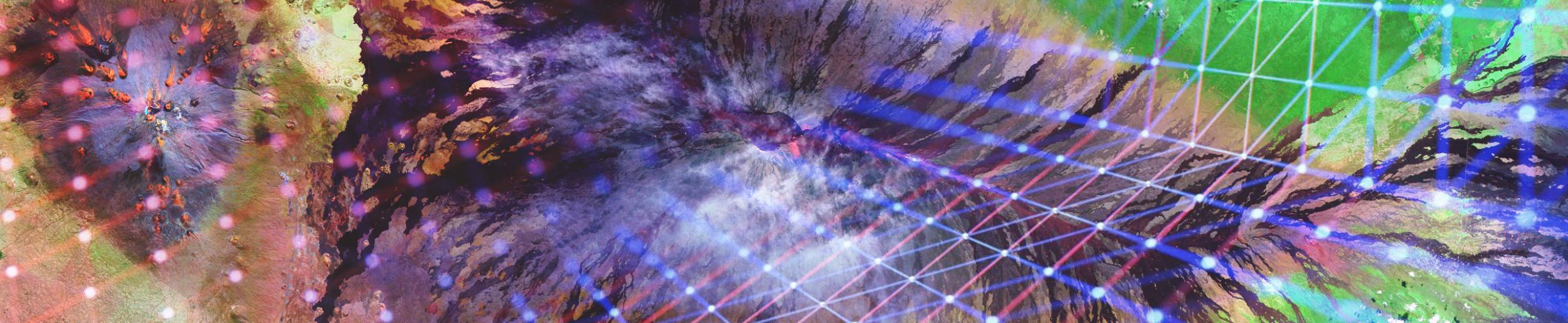 image of Mauna Loa with pattern of connecting points overlay