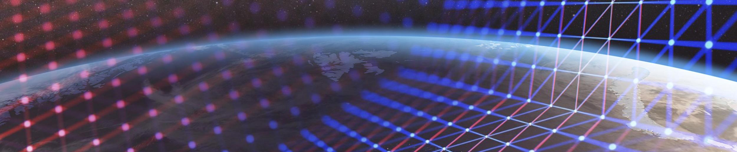 image of earth with connected dots pattern overlay