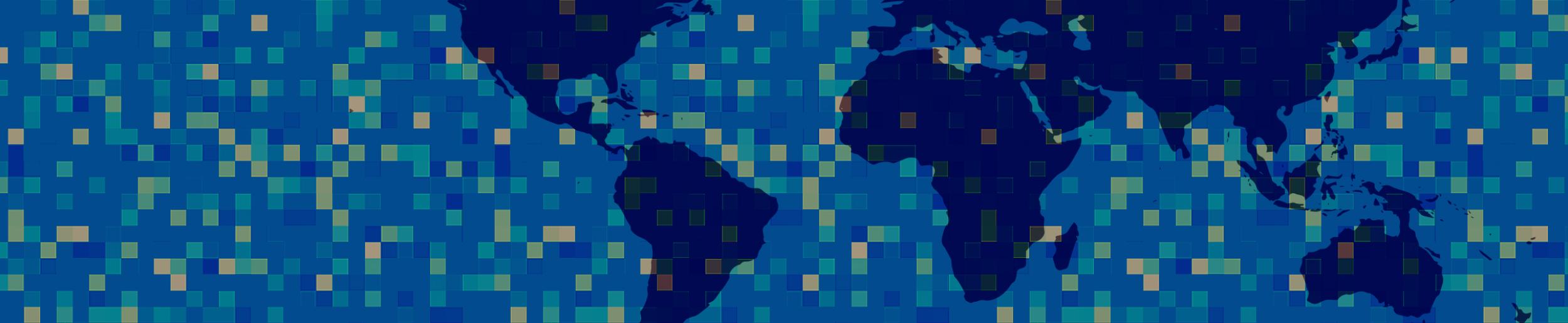 image of flat map projection of earth with python area squares