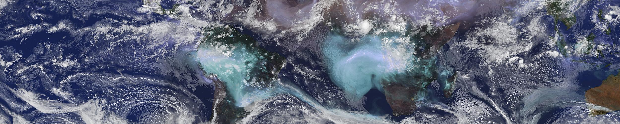 clouds (white), dust (brown shades), sulfates (purple shades), and organic black carbon (green shades) at 7-kilometer resolution from September 1, 2005 to December 31, 2005 (hourly)