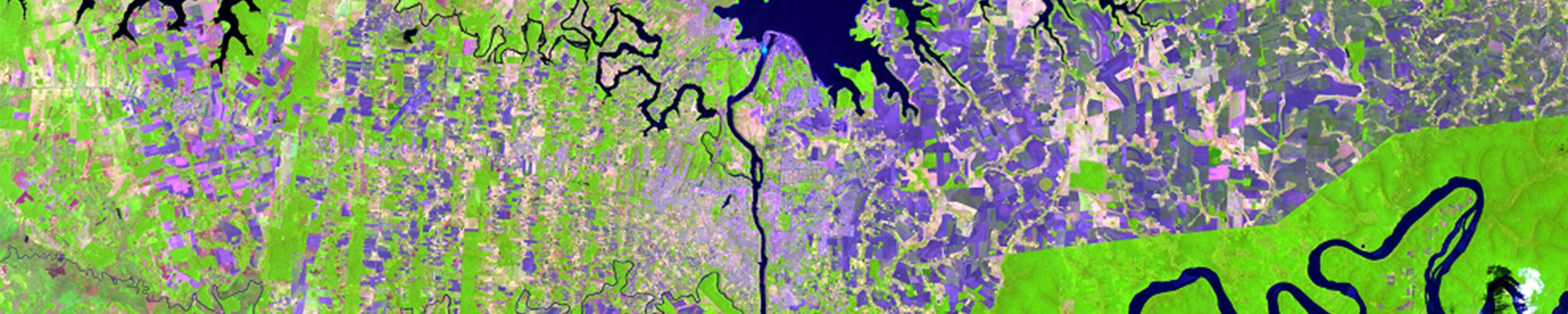 A Landsat false-color image of the Garden City, Kansas, area on August 16, 1972.