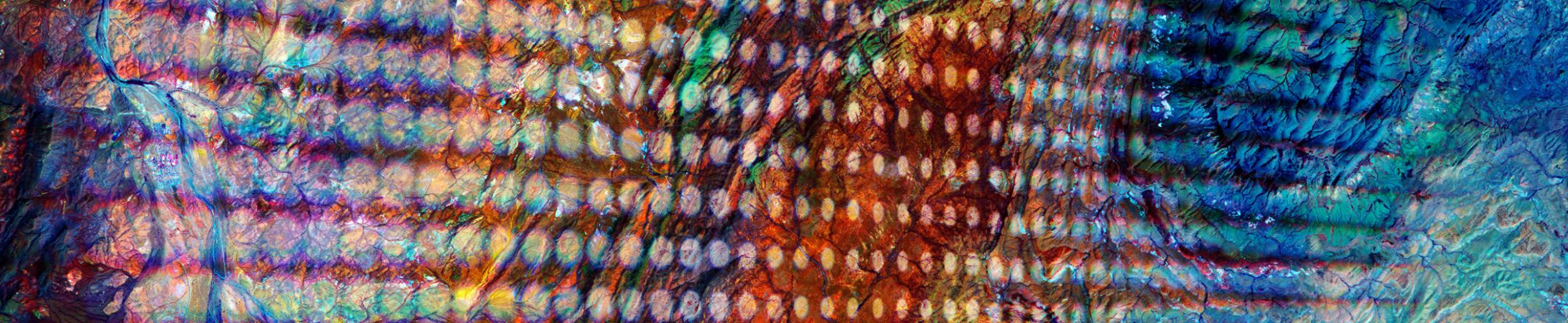 ASTER image with circle pattern overlay