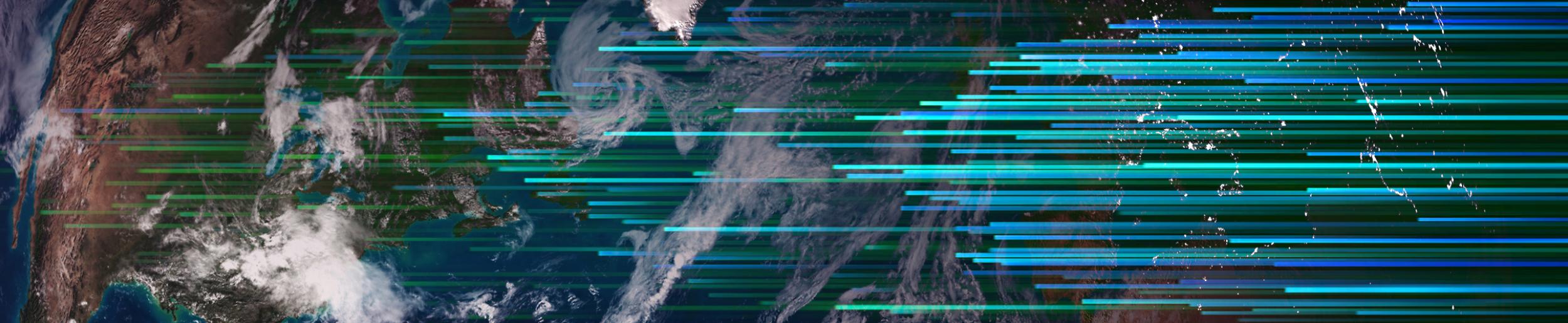 chart bars over top of Earth