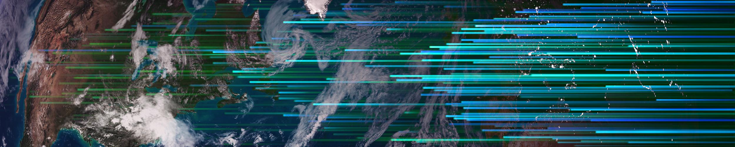 chart bars over top of Earth