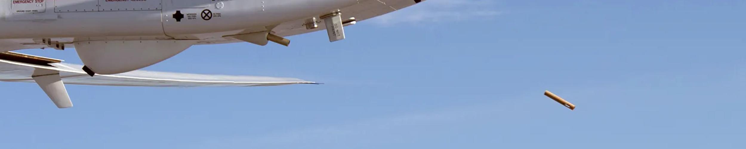 dropsonde being deployed from aircraft
