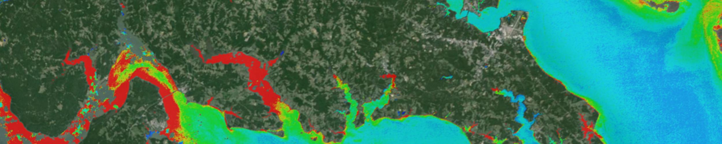 STREAM interface showing Sentinel-2 chlorophyll data over the Chesapeake Bay