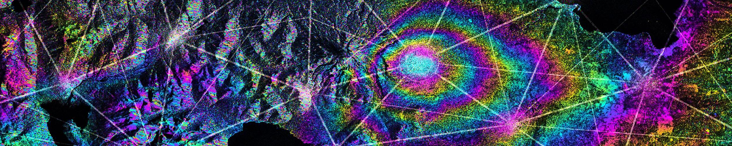 InSAR image with network connection overlay