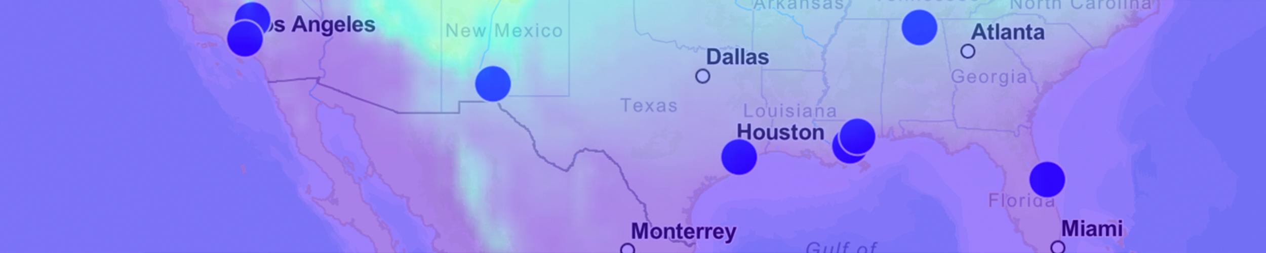 interface of POWER DAV tool showing map of southern United States