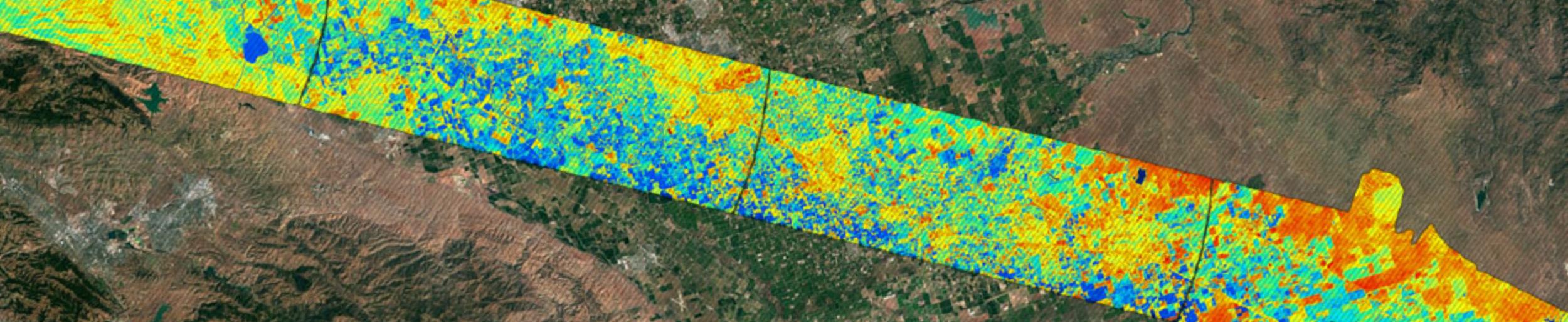 HyTES thermal map acquired for the California central valley in support of NASA’s ECOSTRESS evapotranspiration science product