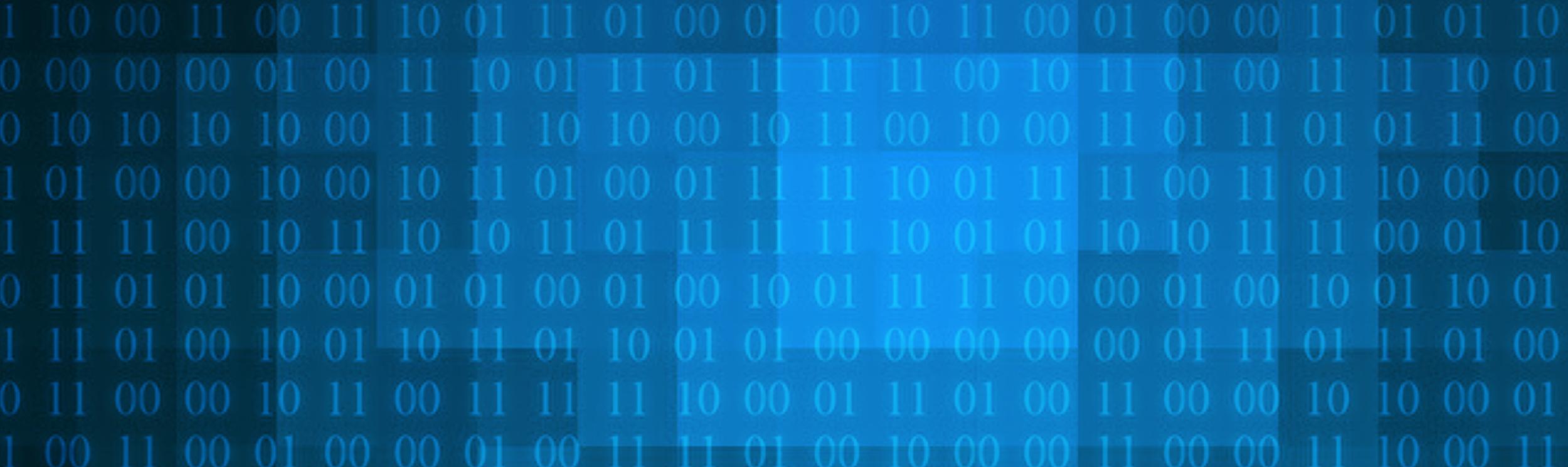 image of binary code over pixels