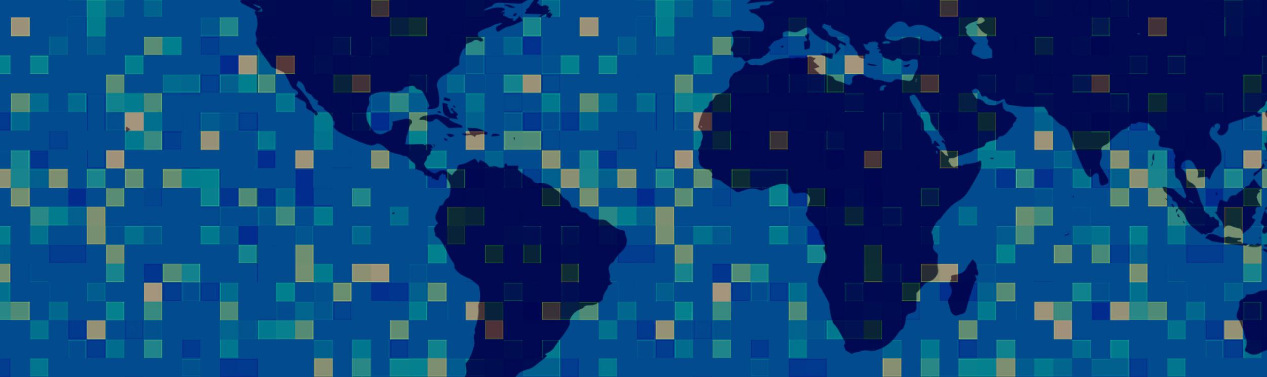 image of flat map projection of earth with python area squares