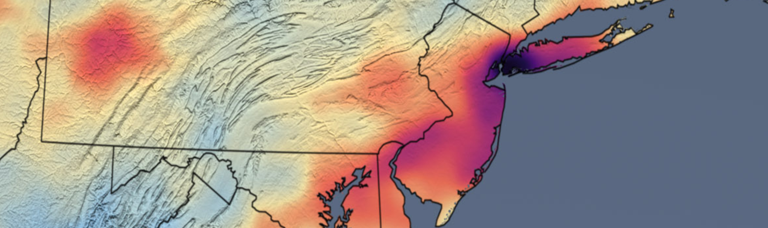 Map of air pollution sensed over the Northeast