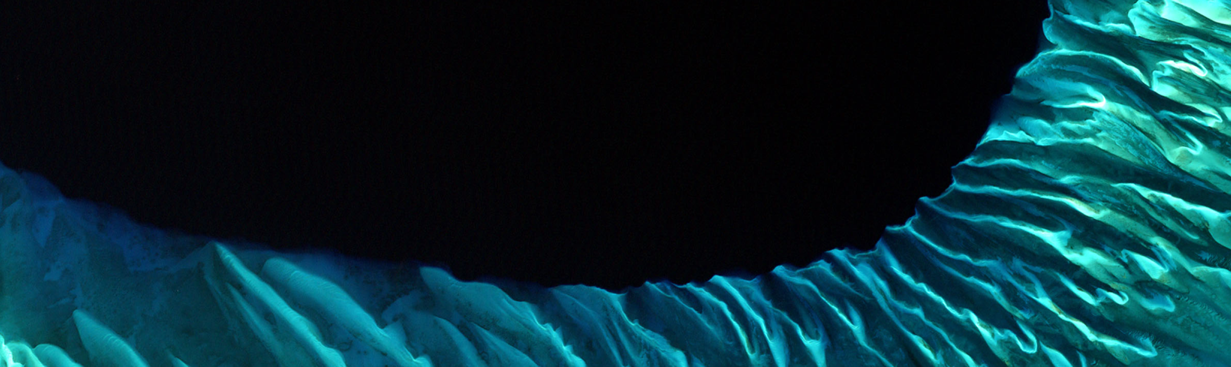 Satellite image showing underwater topography