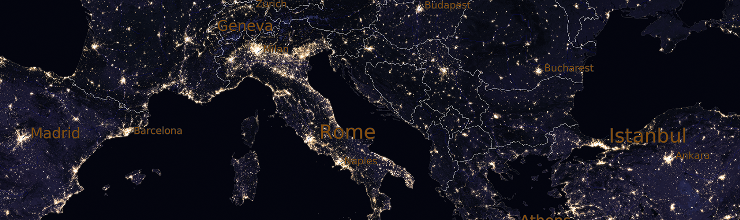 Night light map of the world