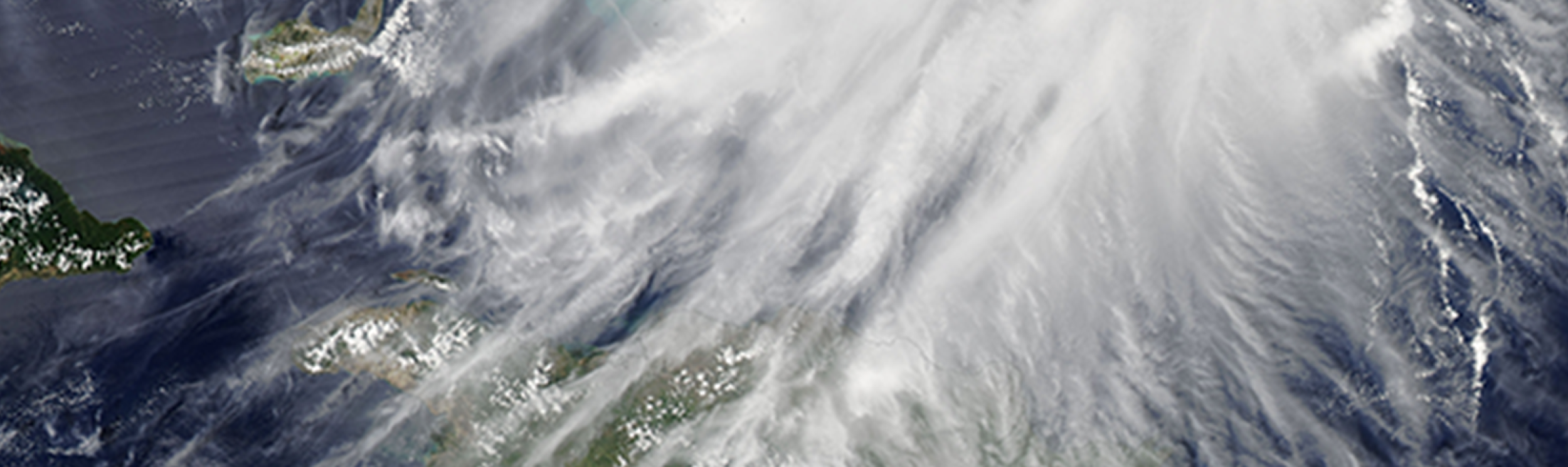 Satellite view of storm pattern over ocean