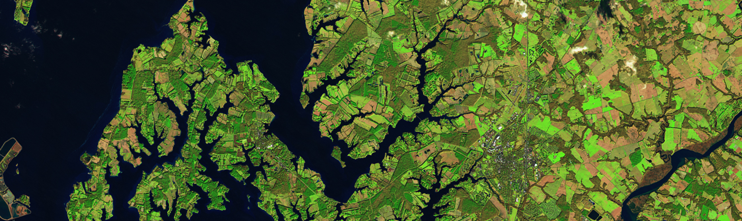 Landsat image of the southern end of the Chesapeake Bay in Maryland,