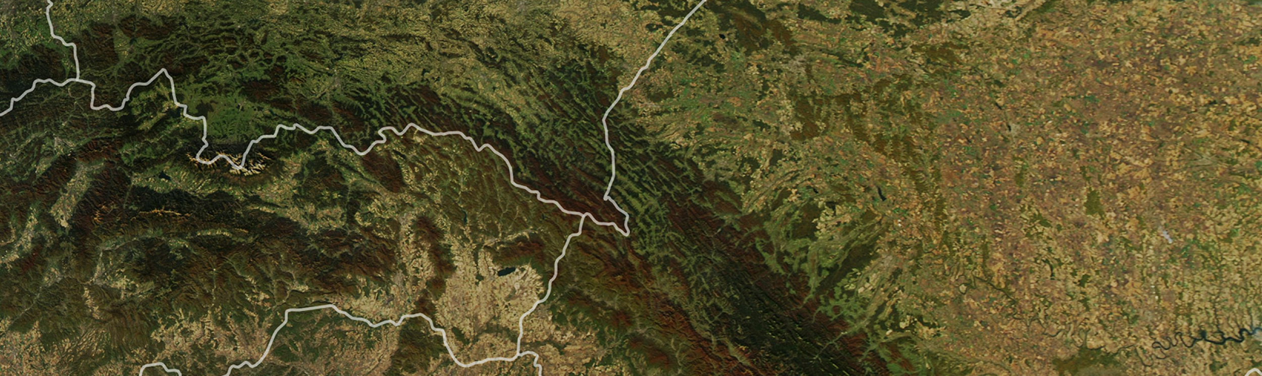 Satellite view of the Carpathian Mountains