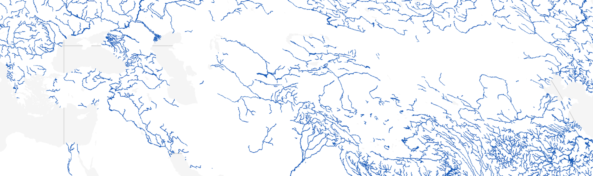 World map illustrating the distribution of global rivers and streams. 