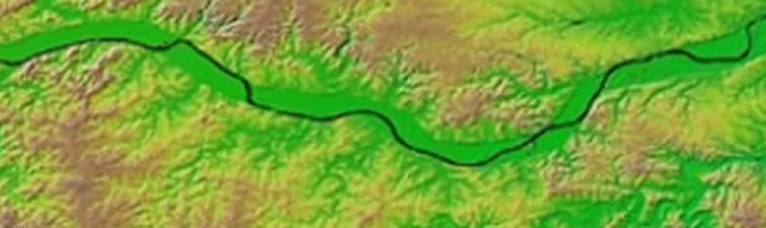 The image is a digital elevation model (DEM) of a river basin, likely the Clear Creek Basin, a tributary of the Iowa River. 