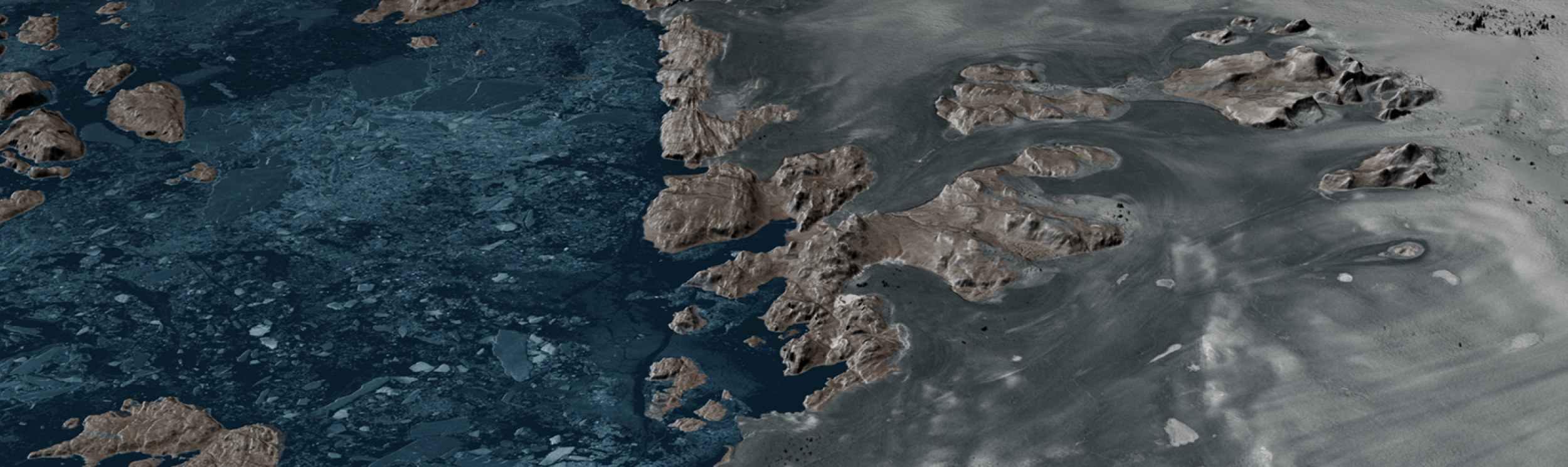 False-color image created using Synthetic Aperture Radar (SAR) data, likely showing a coastal or river delta area with various land cover types. 