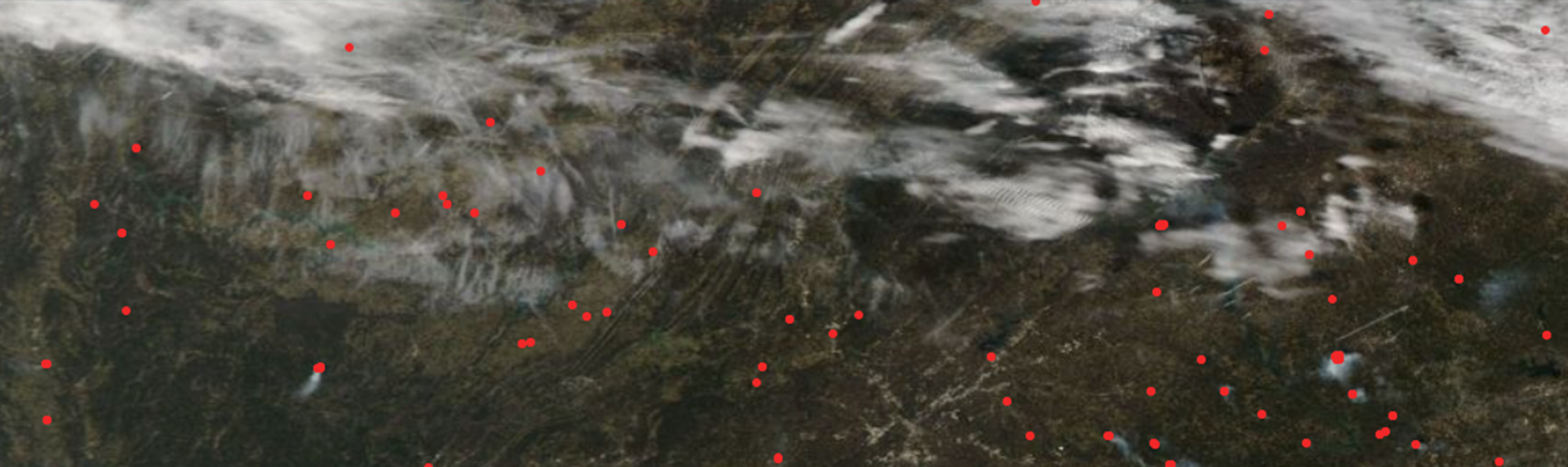 This satellite image, captured on January 30, 2017, shows numerous fires and smoke plumes across the southeastern United States.