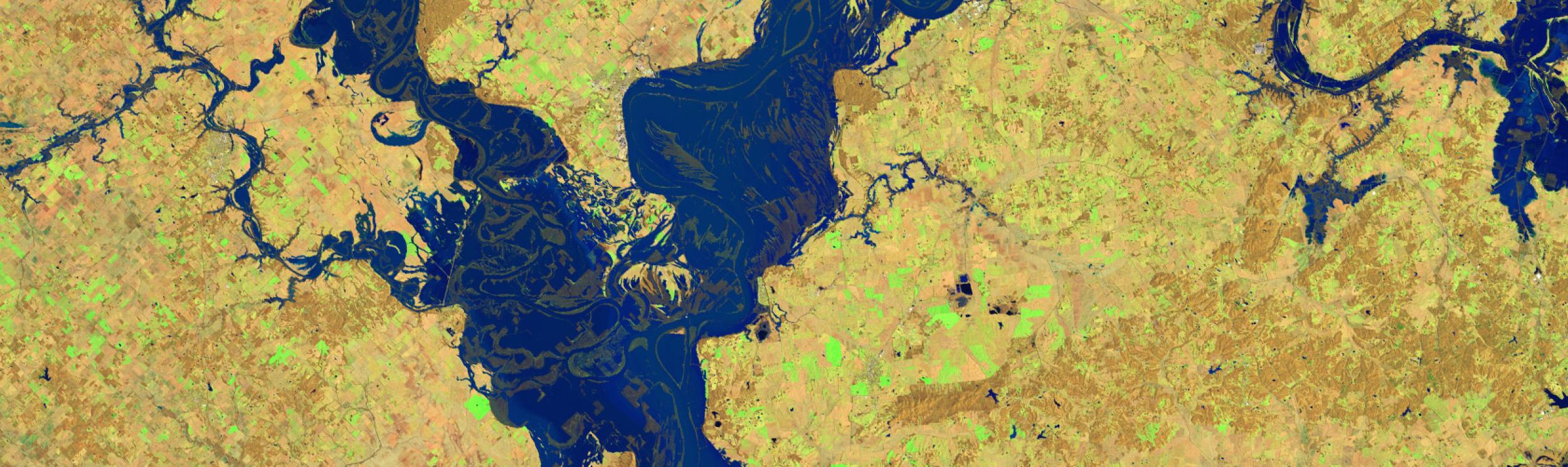 Floodwaters at the Confluence of the Wabash and Ohio Rivers