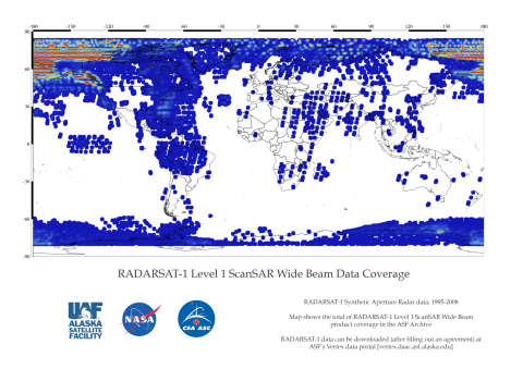 RADARSAT-1 Level 1 ScanSAR Wide Beam Data Coverage