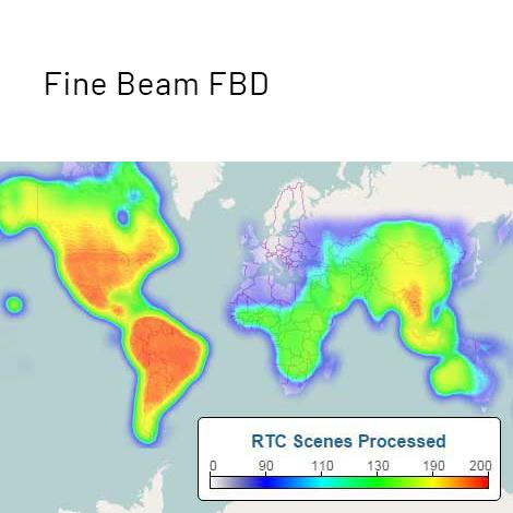 ALOS PALSAR RTC Fine Beam FBD coverage map of processed scenes