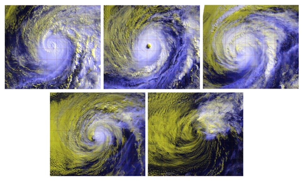 This series of images shows Hurricane Andres in the eastern Pacific during May 31–June 4, 2015 using the Day/Night Band + infrared red-green-blue (aka: RGB) composites. 