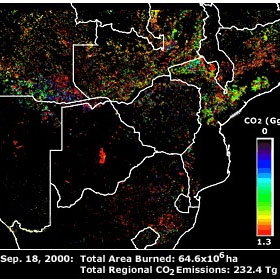 MODIS imagery in use as the basis for calculating fire emissions of carbon dioxide. 