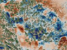 A screen capture from the Alaska Satellite Facility's VERTEX tool showing OPERA Level 3 displacement data from Sentinel 1.