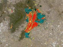 Image of the OPERA Land Surface Disturbance imagery displaying confidence levels of vegetation loss at Grampian National Park, Australia after a bushfire 