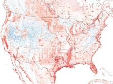 wetland and coastal distribution of bird data over North America
