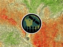 Urban heat map of Houston with ARSET logo in the middle of the image