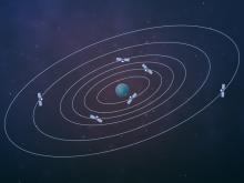 illustration of satellites in orbit around Earth
