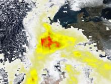 High aerosol index over France due to Saharan dust on 5 March 2026 from the OMPS instrument aboard the joint NASA/NOAA Suomi NPP satellite.